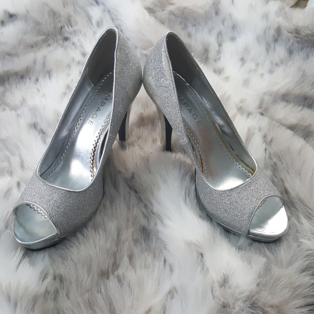 Silver glitter heels